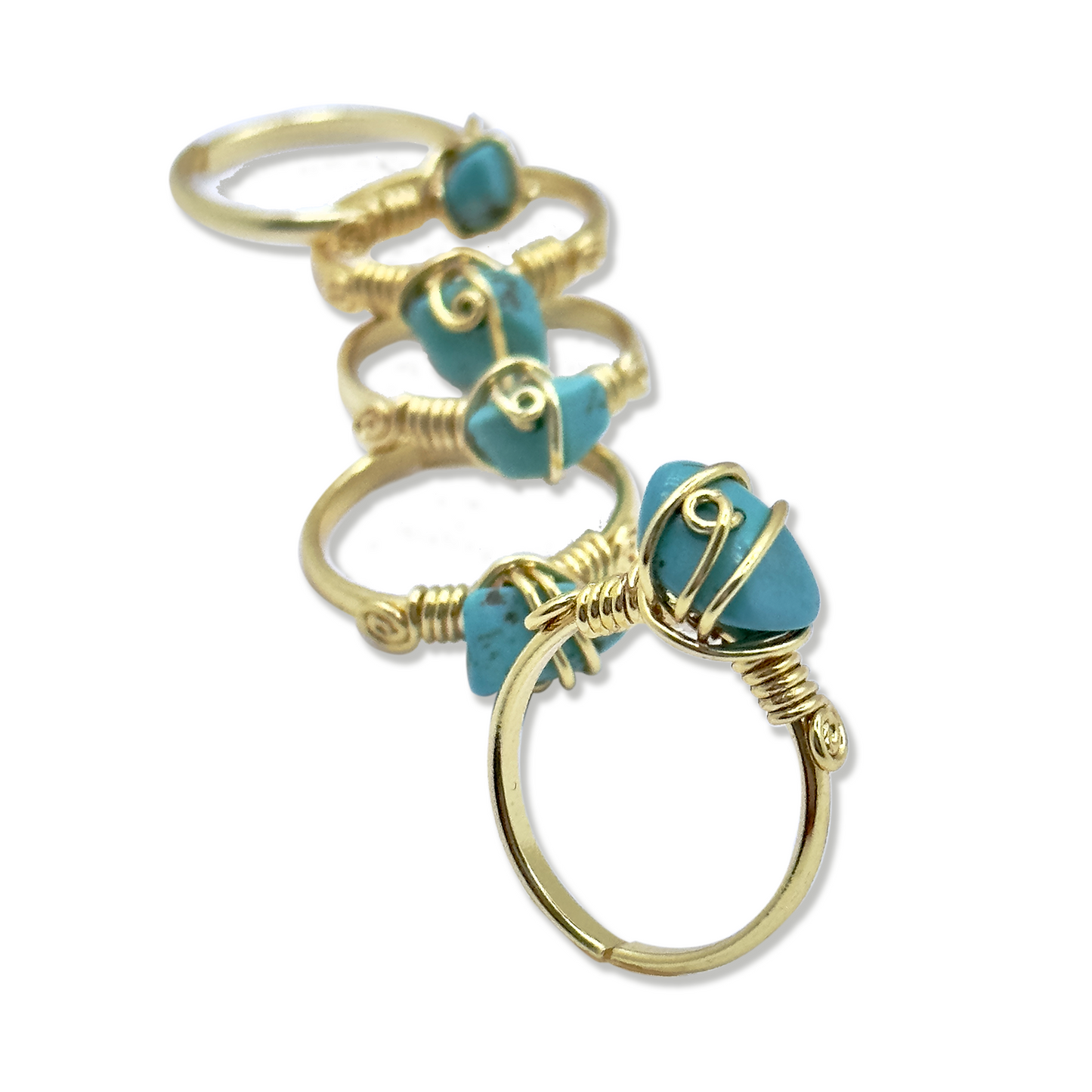 TURQUOİSE HOWLITE STONE RING (Turkuaz Havlit)