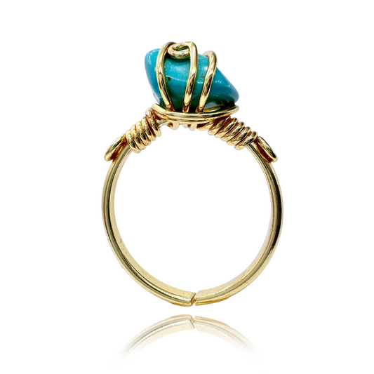 TURQUOİSE HOWLITE STONE RING (Turkuaz Havlit)