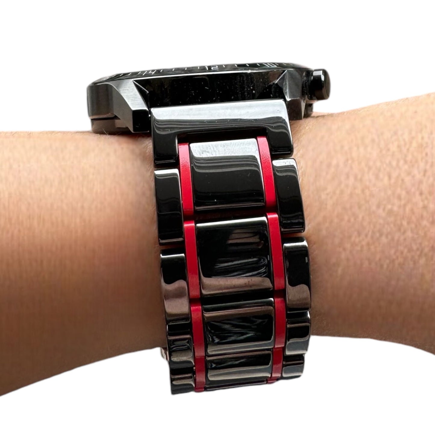 BLACK RED MICA ÇELİK KAYIŞ (22mm Uyumlu)