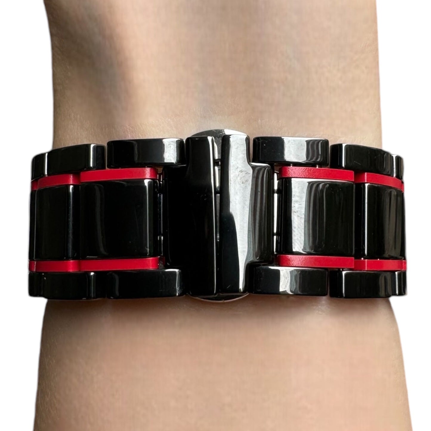 BLACK RED MICA ÇELİK KAYIŞ (22mm Uyumlu)