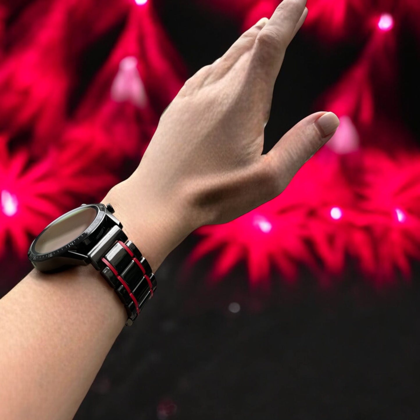 BLACK RED MICA ÇELİK KAYIŞ (22mm Uyumlu)
