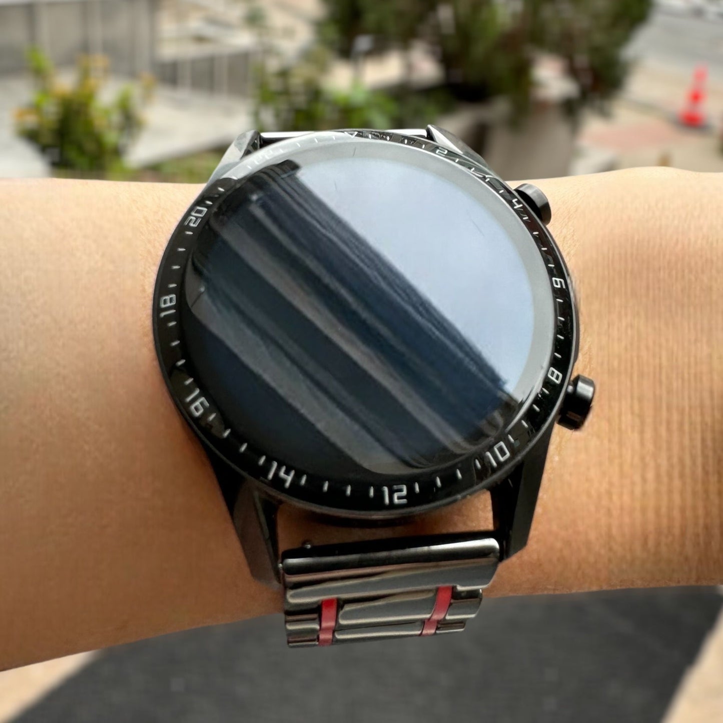 BLACK RED MICA ÇELİK KAYIŞ (22mm Uyumlu)