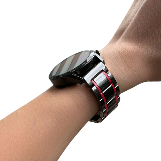 BLACK RED MICA ÇELİK KAYIŞ (22mm Uyumlu)