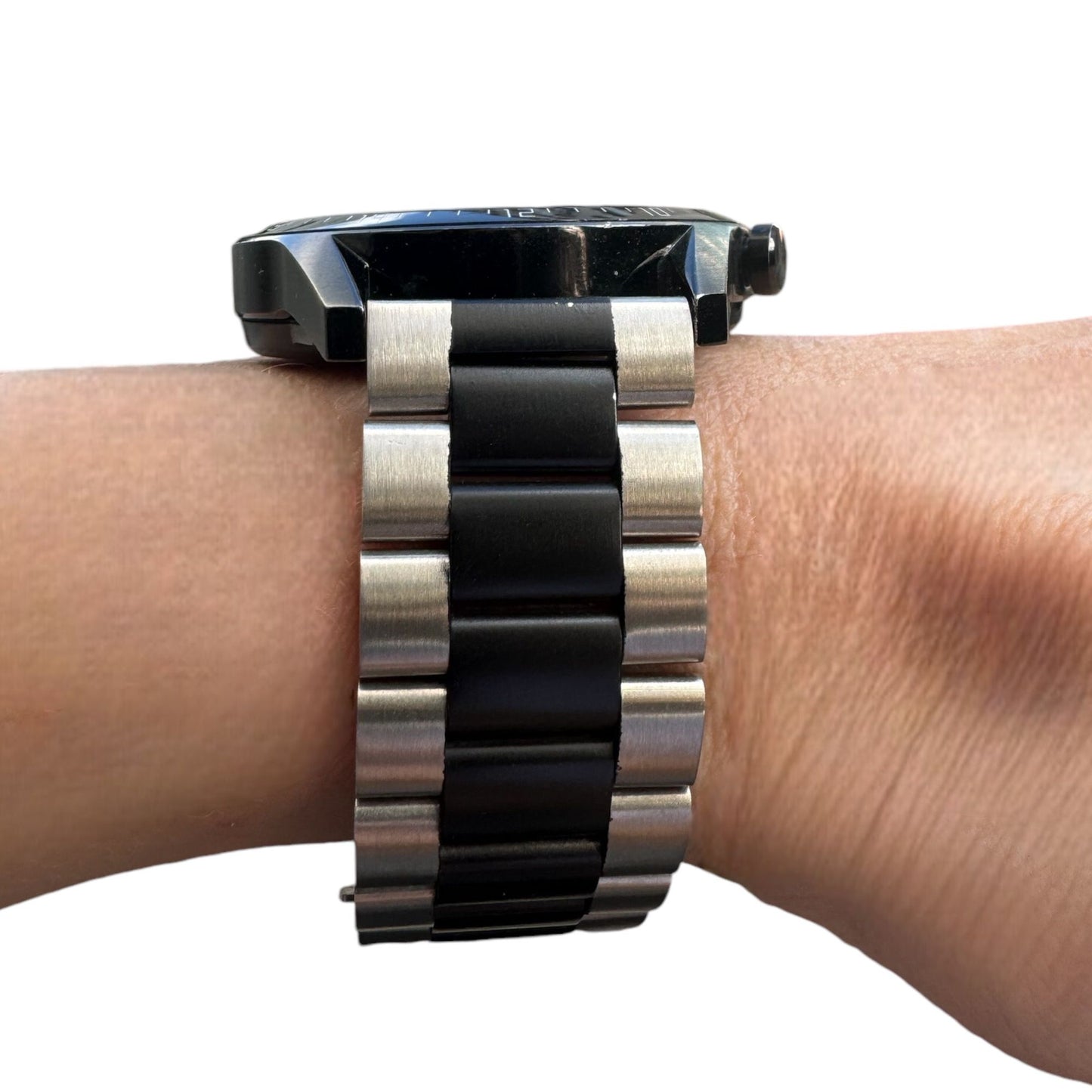 ZETA BLACK SILVER ÇELİK KAYIŞ (22mm Uyumlu)